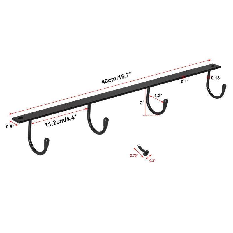 MOCOUM Under Cabinet Metal Mug Holder - Iron Hanging Rack for Coffee Cups and Kitchen Utensils Display (Black, 3) - Image 2